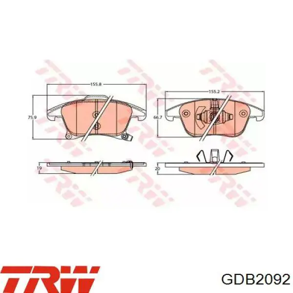 GDB2092 TRW Колодки передние