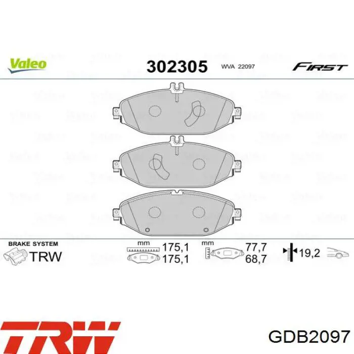 Передние тормозные колодки 302305 VALEO