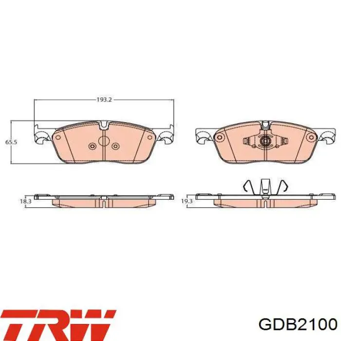 GDB2100 TRW sapatas do freio dianteiras de disco