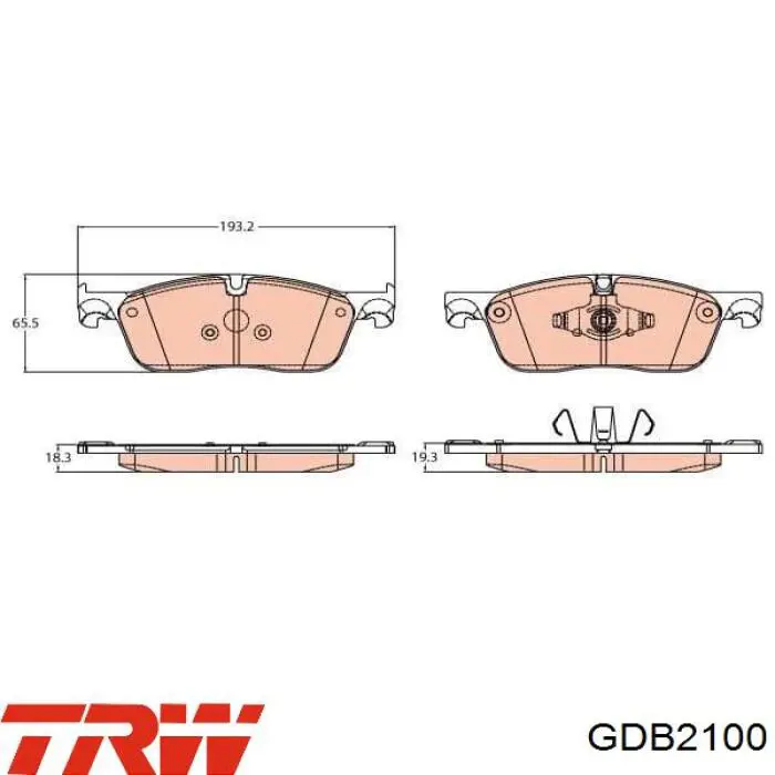 Колодки гальмівні передні, дискові GDB2100 TRW