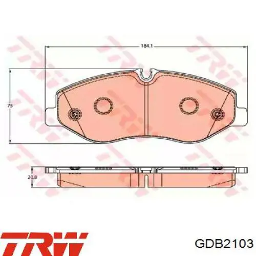Купить GDB2103 TRW Колодки тормозные