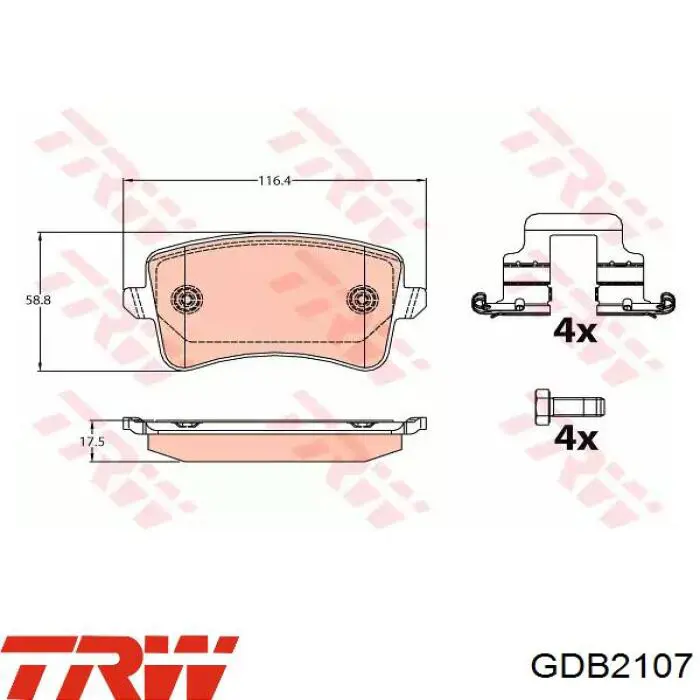 Задние тормозные колодки GDB2107 TRW