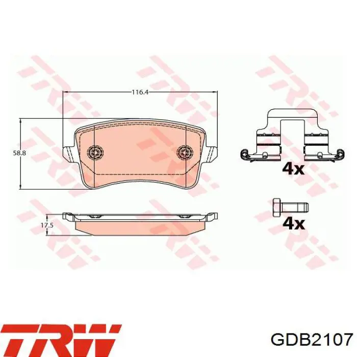 GDB2107 TRW Колодки тормозные дисковые комплект