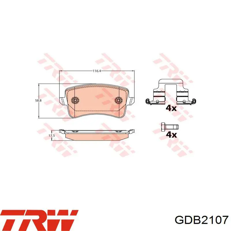 Колодки дисковые  TRW GDB2107 цена, от 42.20 USD