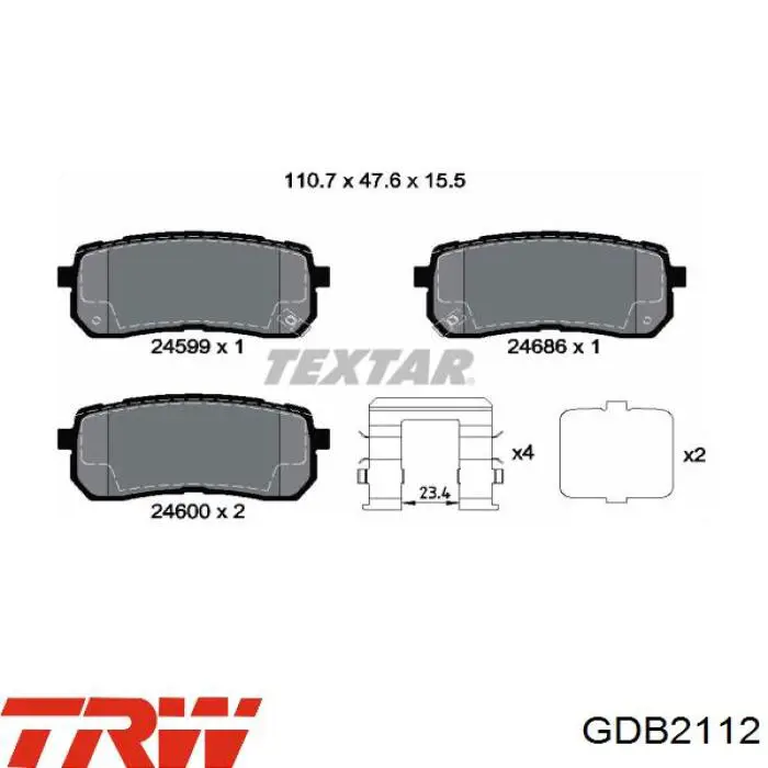 Колодки дисковые  TRW GDB2112 цена, от 44.40 USD