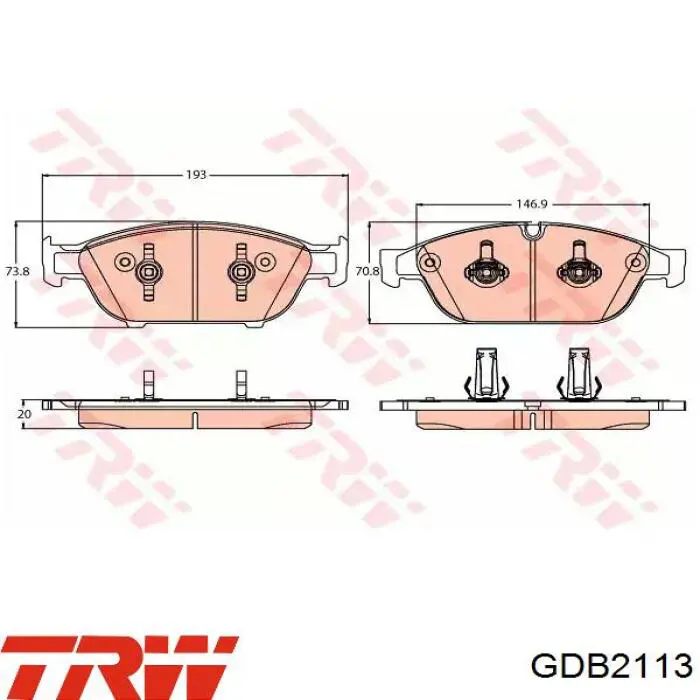 Передние тормозные колодки GDB2113 TRW