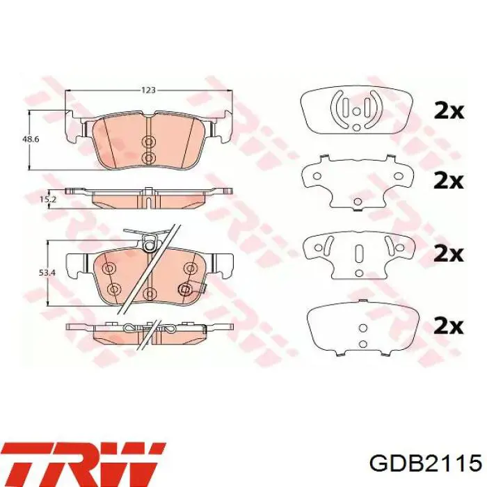 Задние тормозные колодки GDB2115 TRW