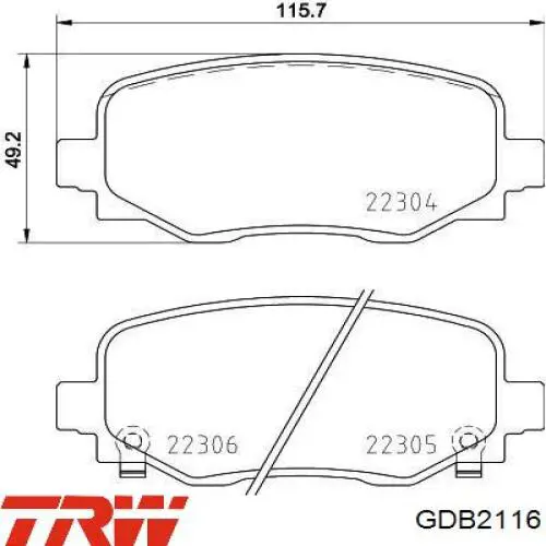 Задние тормозные колодки K2AMV4101AB Fiat/Alfa/Lancia