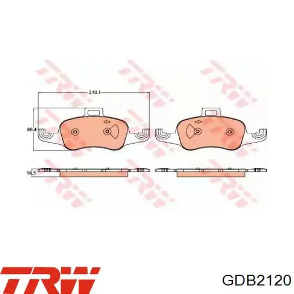 GDB2120 TRW sapatas do freio dianteiras de disco