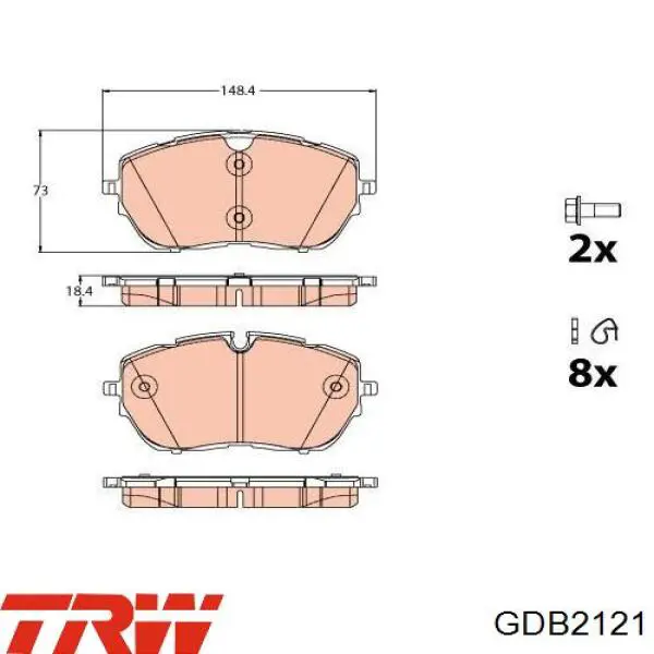 GDB2121 TRW колодки тормозные передние дисковые