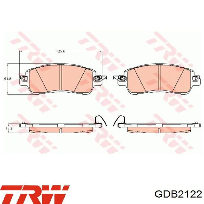 GDB2122 TRW колодки тормозные передние дисковые