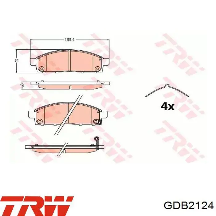 Передние тормозные колодки GDB2124 TRW