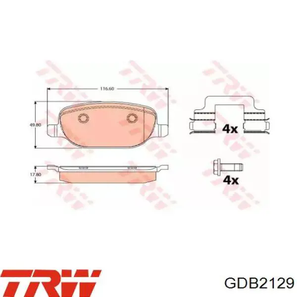 GDB2129 TRW колодки тормозные задние дисковые