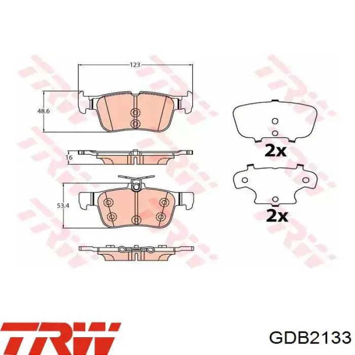 Задние тормозные колодки GDB2133 TRW