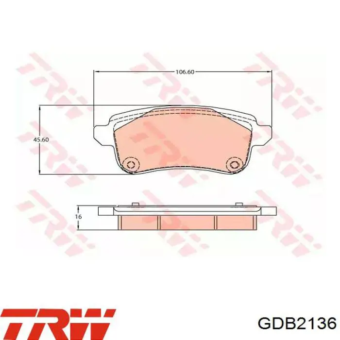 GDB2136 TRW колодки тормозные задние дисковые