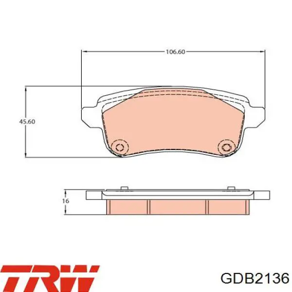 Pastillas de freno traseras GDB2136 TRW