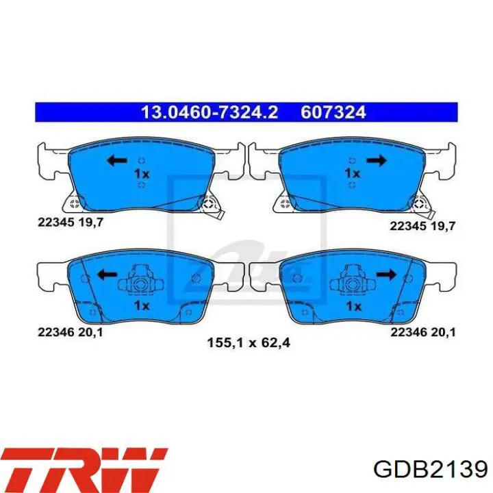 Колодки TRW GDB2139 цена, от 44.85 USD