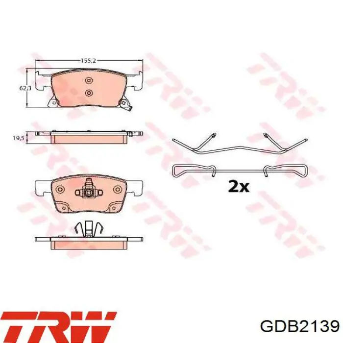 Купить GDB2139 TRW Колодки тормозные