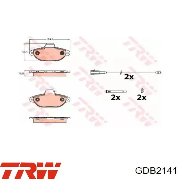 Передние тормозные колодки GDB2141 TRW