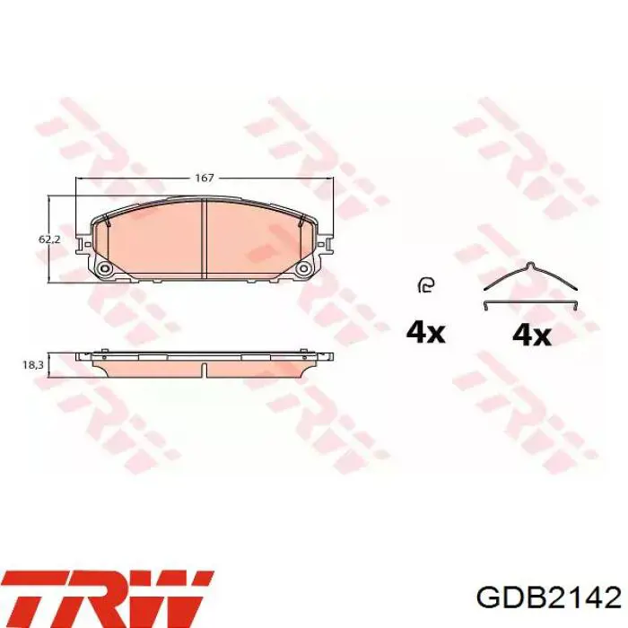 Купить GDB2142 TRW Колодки тормозные