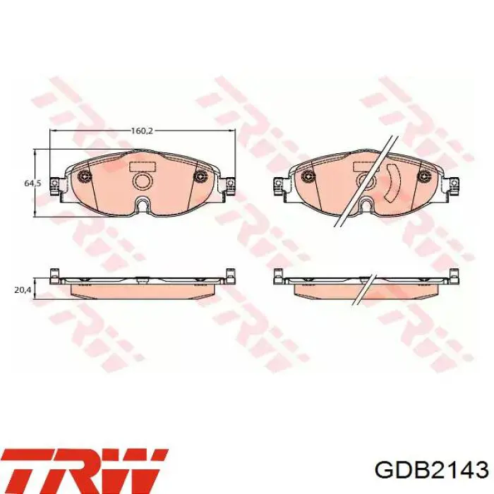 GDB2143 TRW передние тормозные колодки