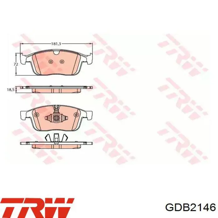GDB2146 TRW sapatas do freio dianteiras de disco