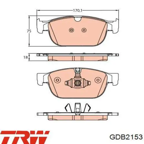 Передние тормозные колодки GDB2153 TRW