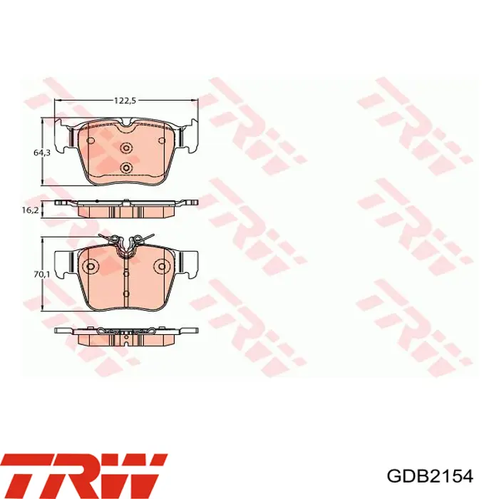 Задние тормозные колодки GDB2154 TRW