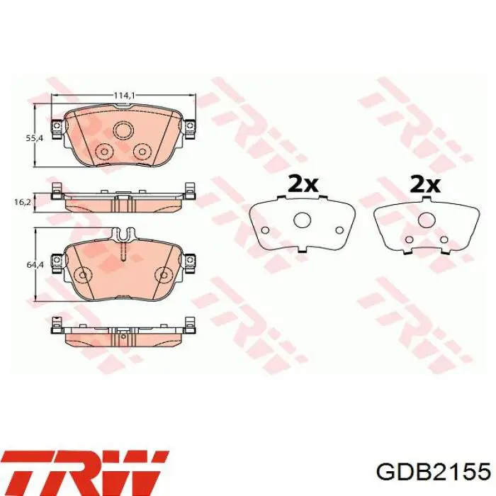 Передние тормозные колодки GDB2155 TRW