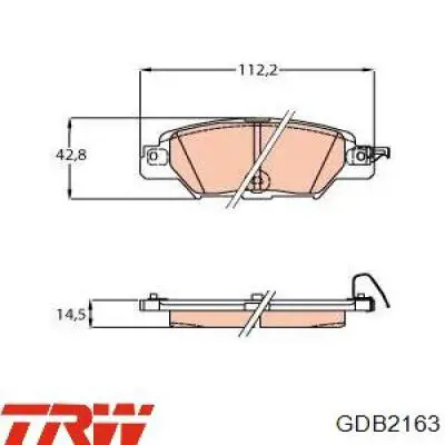 Задние тормозные колодки GDB2163 TRW