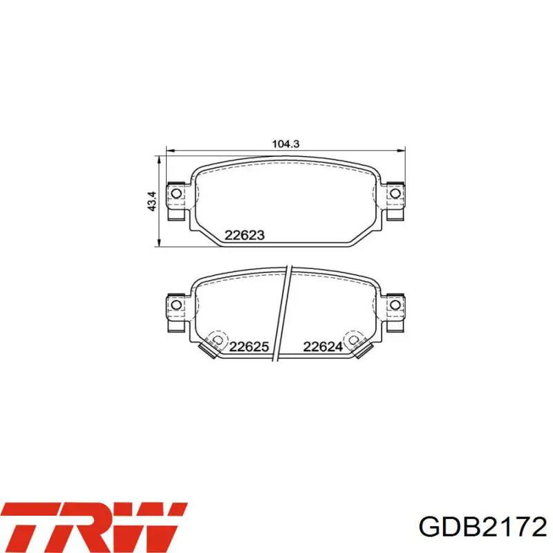 Задние тормозные колодки GDB2172 TRW