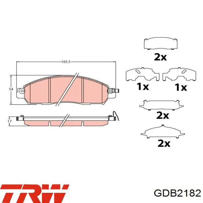 GDB2182 TRW sapatas do freio dianteiras de disco