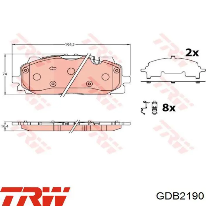 Купить GDB2190 TRW Колодки тормозные