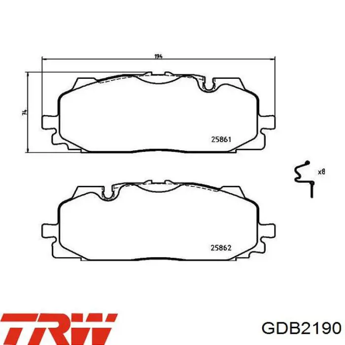 Колодки TRW GDB2190 цена, от 78.39 USD