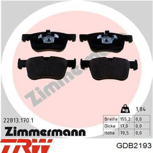 Тормозные колодки TRW GDB2193