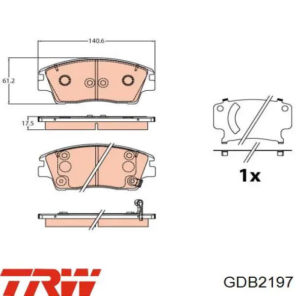 GDB2197 TRW sapatas do freio dianteiras de disco