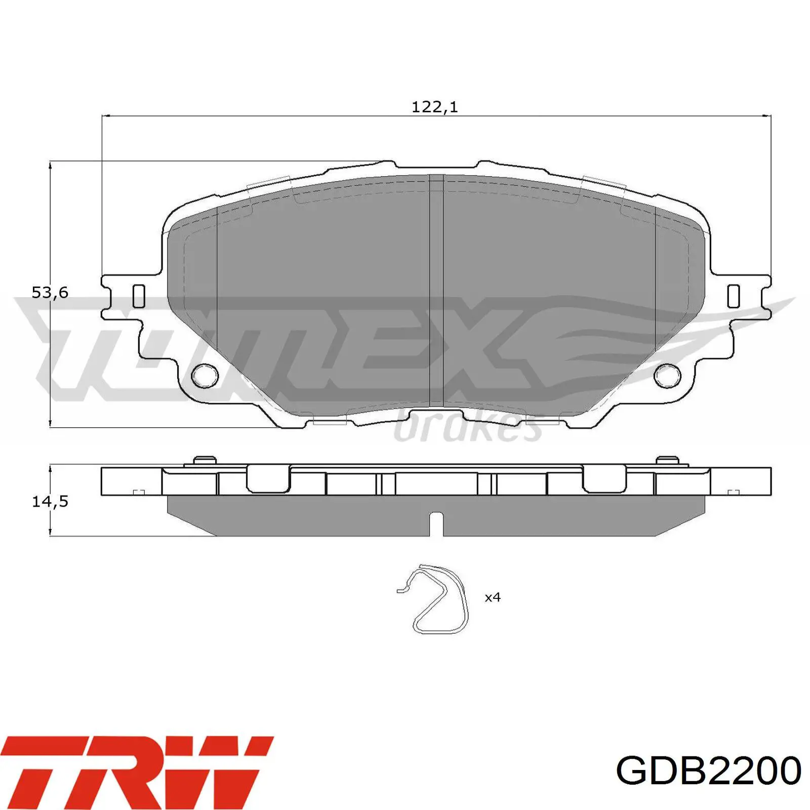 GDB2200 TRW sapatas do freio dianteiras de disco