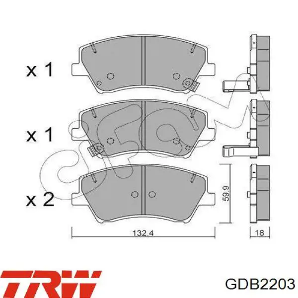 Купить GDB2203 TRW Колодки тормозные