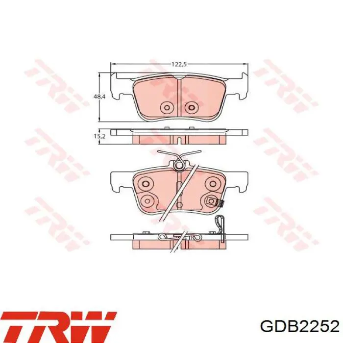 GDB2252 TRW sapatas do freio traseiras de disco
