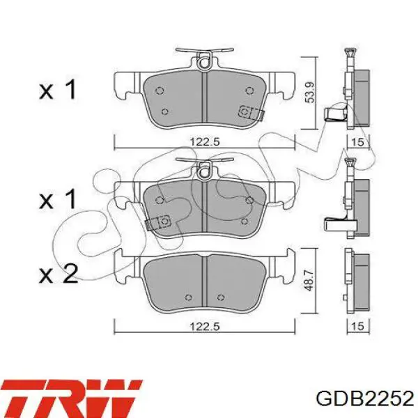 Купить GDB2252 TRW Колодки тормозные задние, дисковые