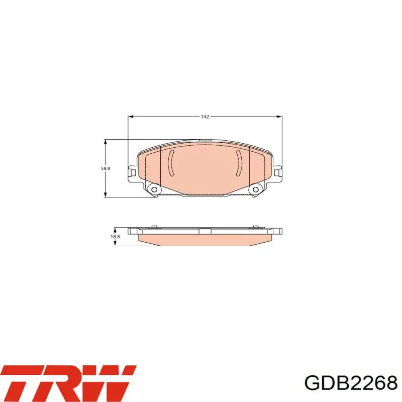 GDB2268 TRW sapatas do freio dianteiras de disco