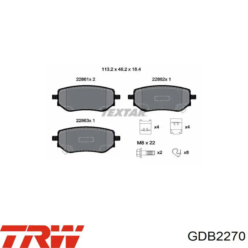 GDB2270 TRW sapatas do freio traseiras de disco