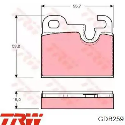 Задние тормозные колодки GDB259 TRW