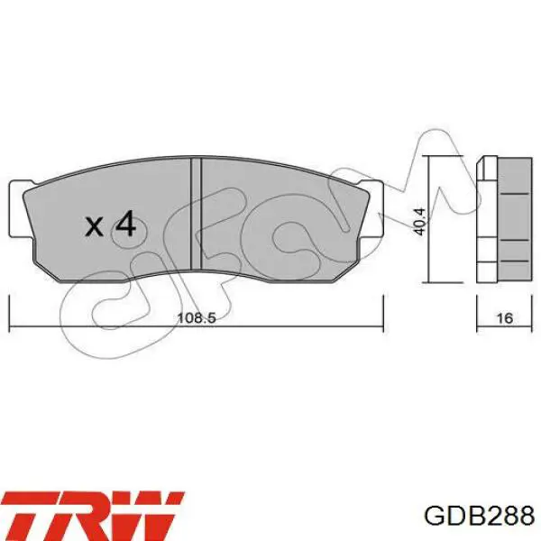 GDB288 TRW колодки тормозные передние дисковые