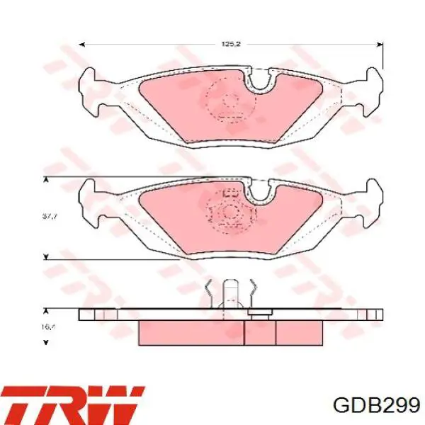 Pastillas de freno traseras GDB299 TRW