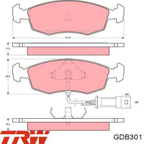 GDB301 TRW передние тормозные колодки