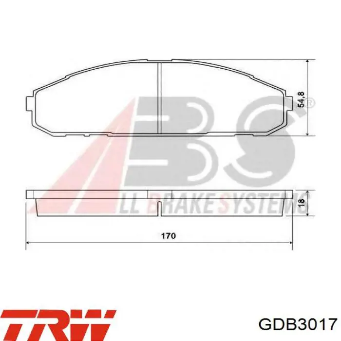 Передние тормозные колодки GDB3017 TRW