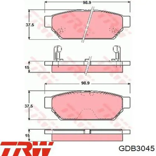 Задние тормозные колодки GDB3045 TRW