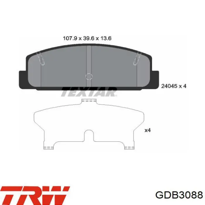 Купить GDB3088 TRW Колодки тормозные задние, дисковые