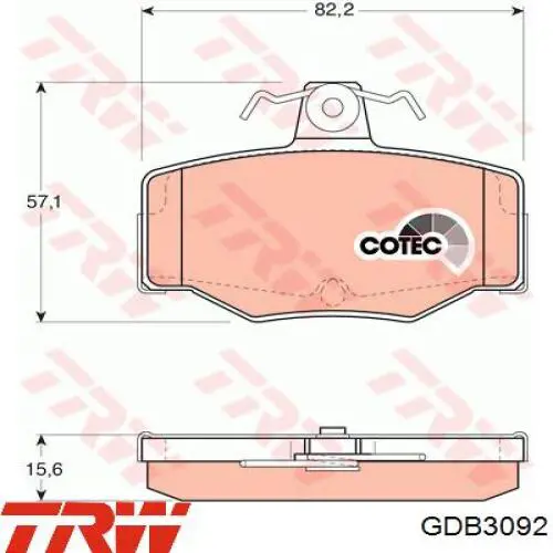 Колодки гальмові задні, дискові GDB3092 TRW